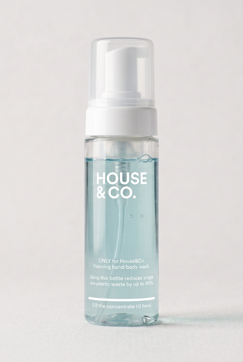 House & Co. refillable foaming bottle 200 ml with printed measuring line for hand and body wash concentrates