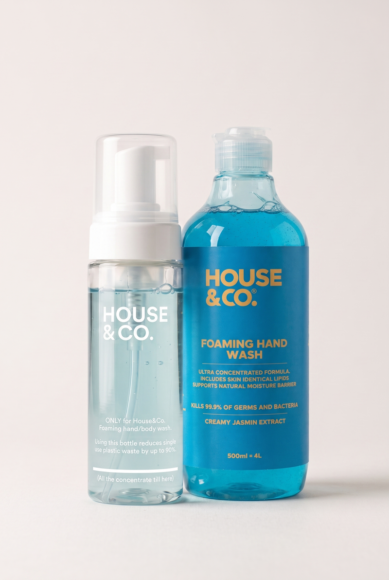200 ml refillable foaming bottle beside House & Co. Foaming Hand Wash 500 ml concentrate